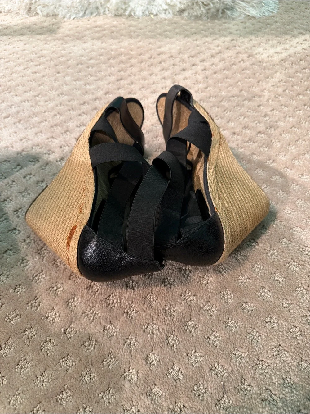 Lauren Ralph Lauren Black Crisscross Espadrille Wedge Sandals